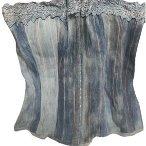2000s Y2K Denim Lacy Bustier/Corset